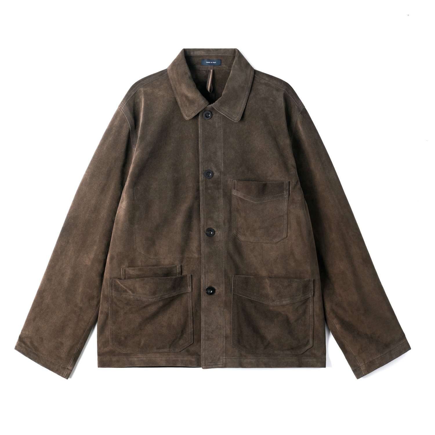 DRAKE'S Heavy Weight Suede 5-Pocket Chore Jacket Chocolate Brown (2025)