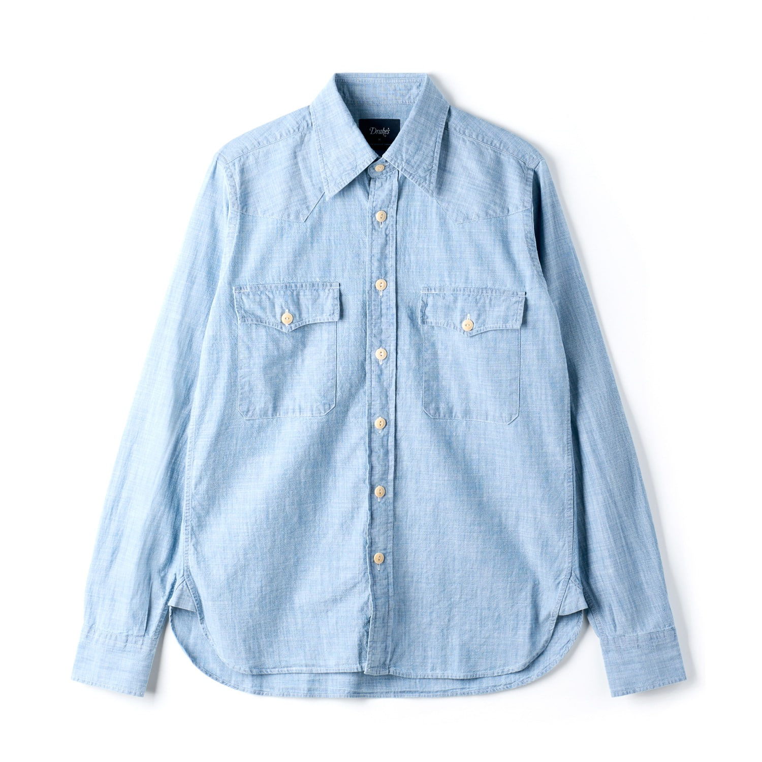 DRAKE'S Chambray Western Shirt