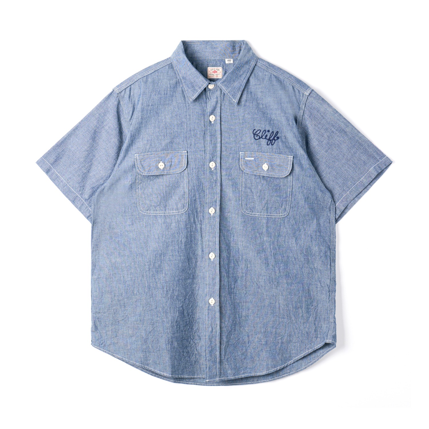 ★PARTIMENTO★ VTG Washed Open Collar Shirts Sky Blue ☆PARTIMENTO☆ VTG Washed Open Collar Shirts Sky Blue OPEN