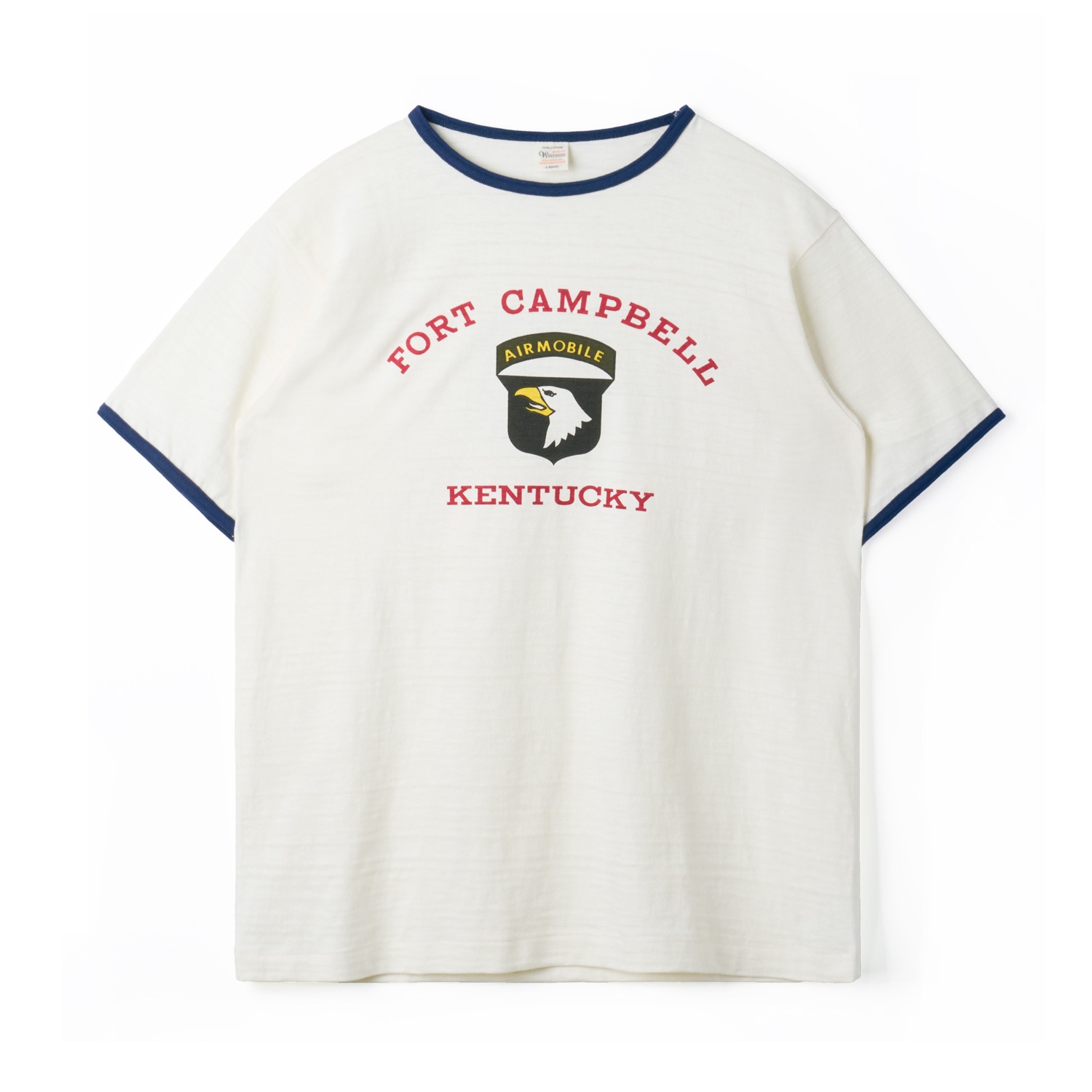 WAREHOUSE Lot 4059 Ringer T Shirts Fort Campbell Cream x Navy