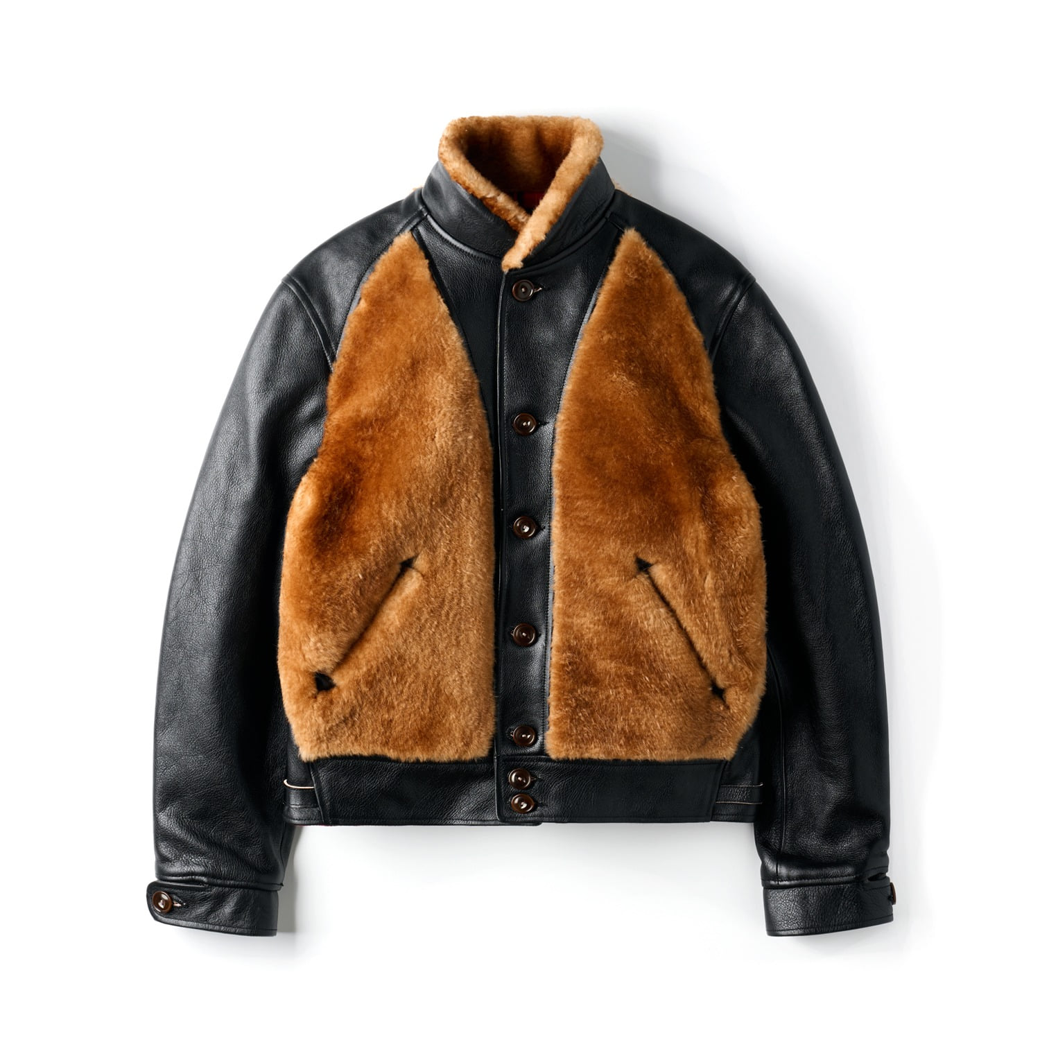MISTER FREEDOM Sportsman Baloo Jacket Two Tone Cowhide & Sheepskin Tea Core Black