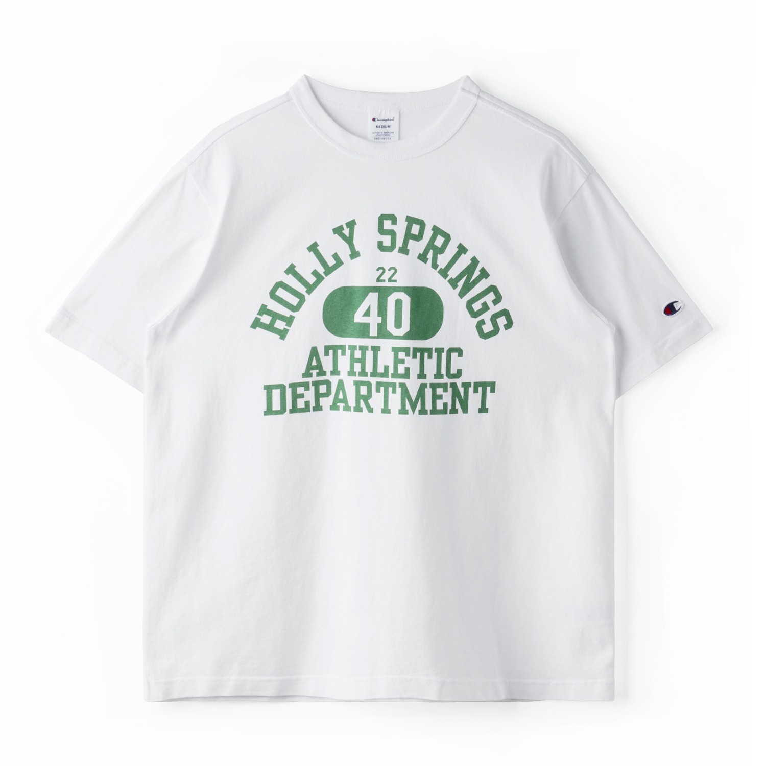 CHAMPION JAPAN C3-D346 Short Sleeve T Shirts White x Green