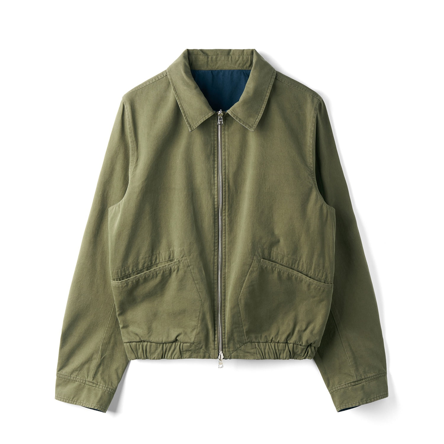 DRAKE'S Reversible Blouson Olive x Blue