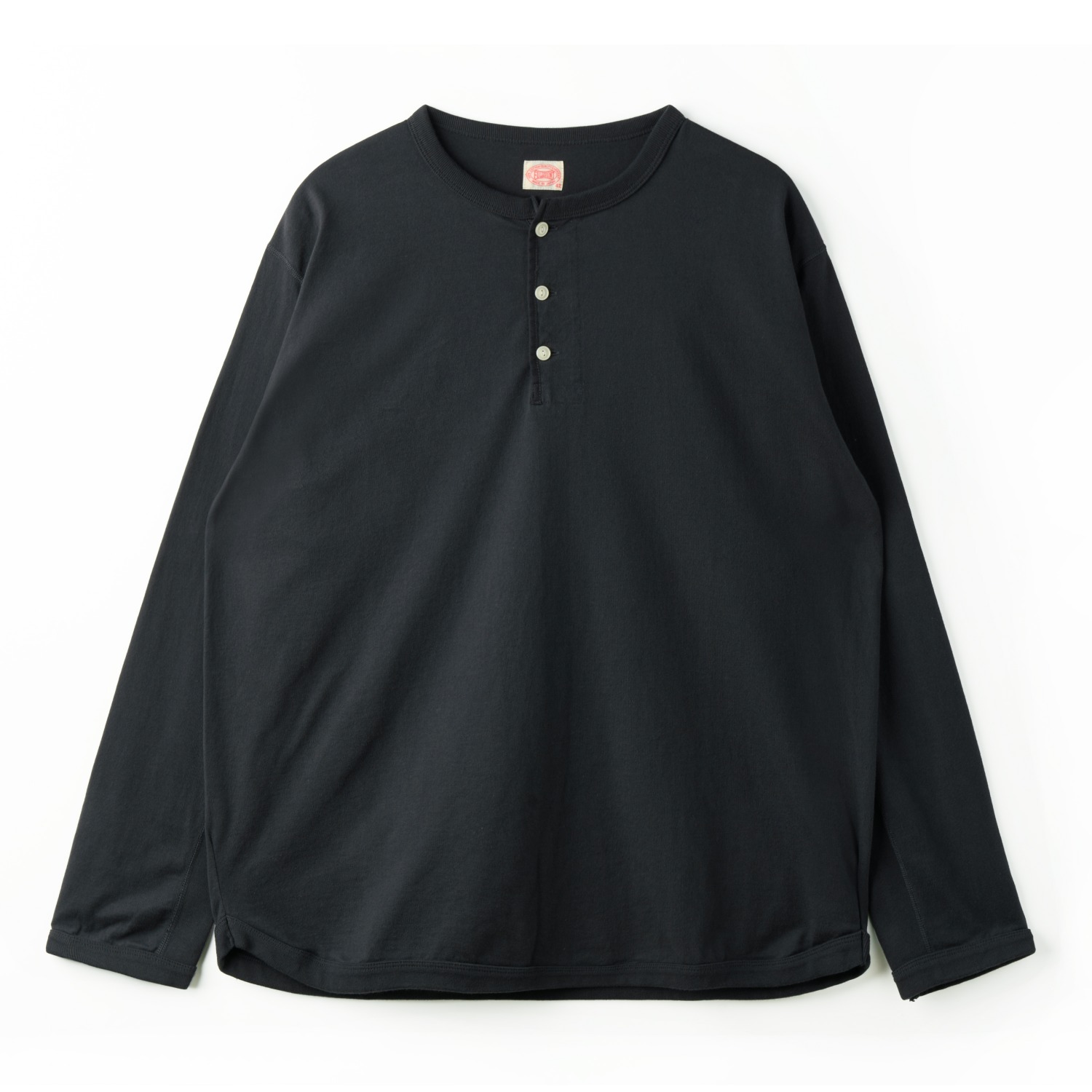 FULLCOUNT 5222LH Ink Black Flat Seam Heavyweight L/S Henley T-Shirt
