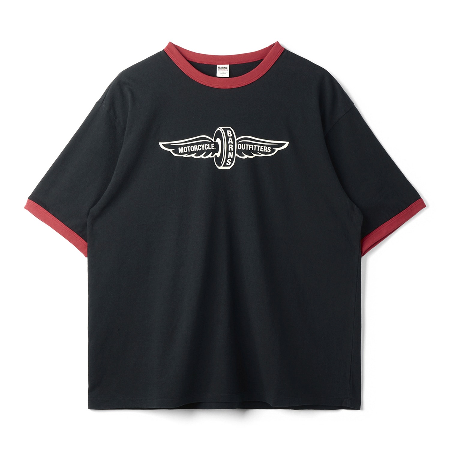 BARNS OUTFITTERS BR-26217 Slub Cotton Ringer SS Print T Shirts Black