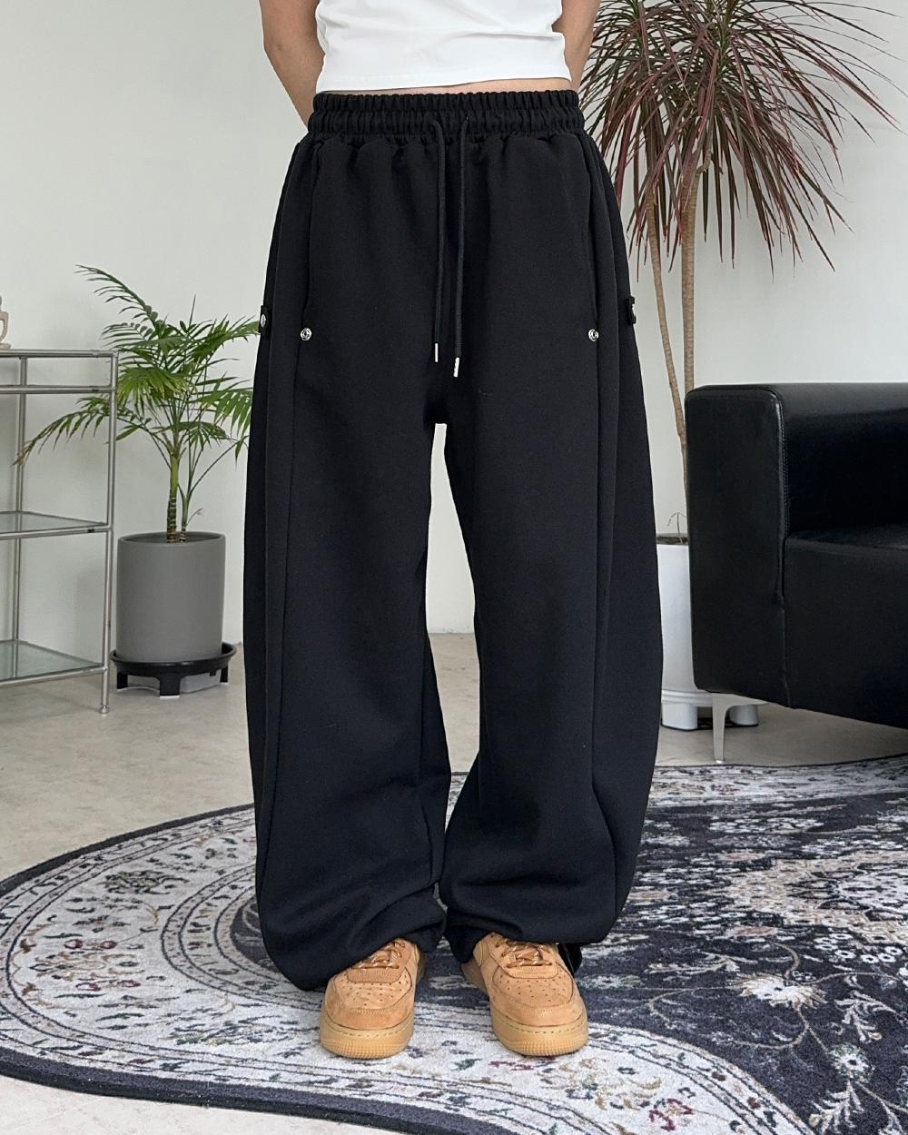 【SATIIIZ】Leah Button Balloon Sweatpants Cape Burton Balloon Sweatpants - satiiiz