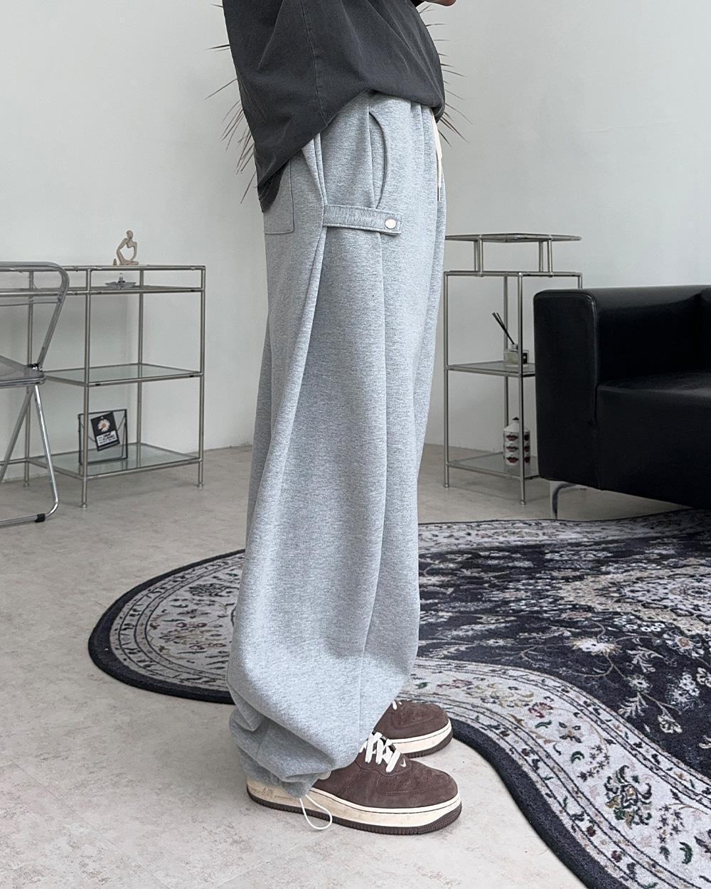 【SATIIIZ】Cape Button Balloon Brushed Sweatpants Cape Burton Balloon Sweatpants - satiiiz