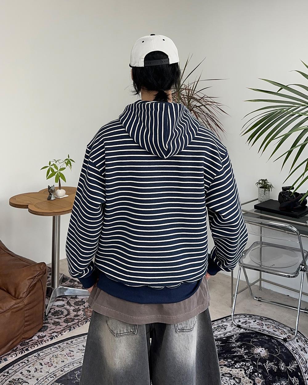 【SATIIIZ】Kimo Stripe Hood Zip-Up Kimo Stripe Hoodie - satiiiz