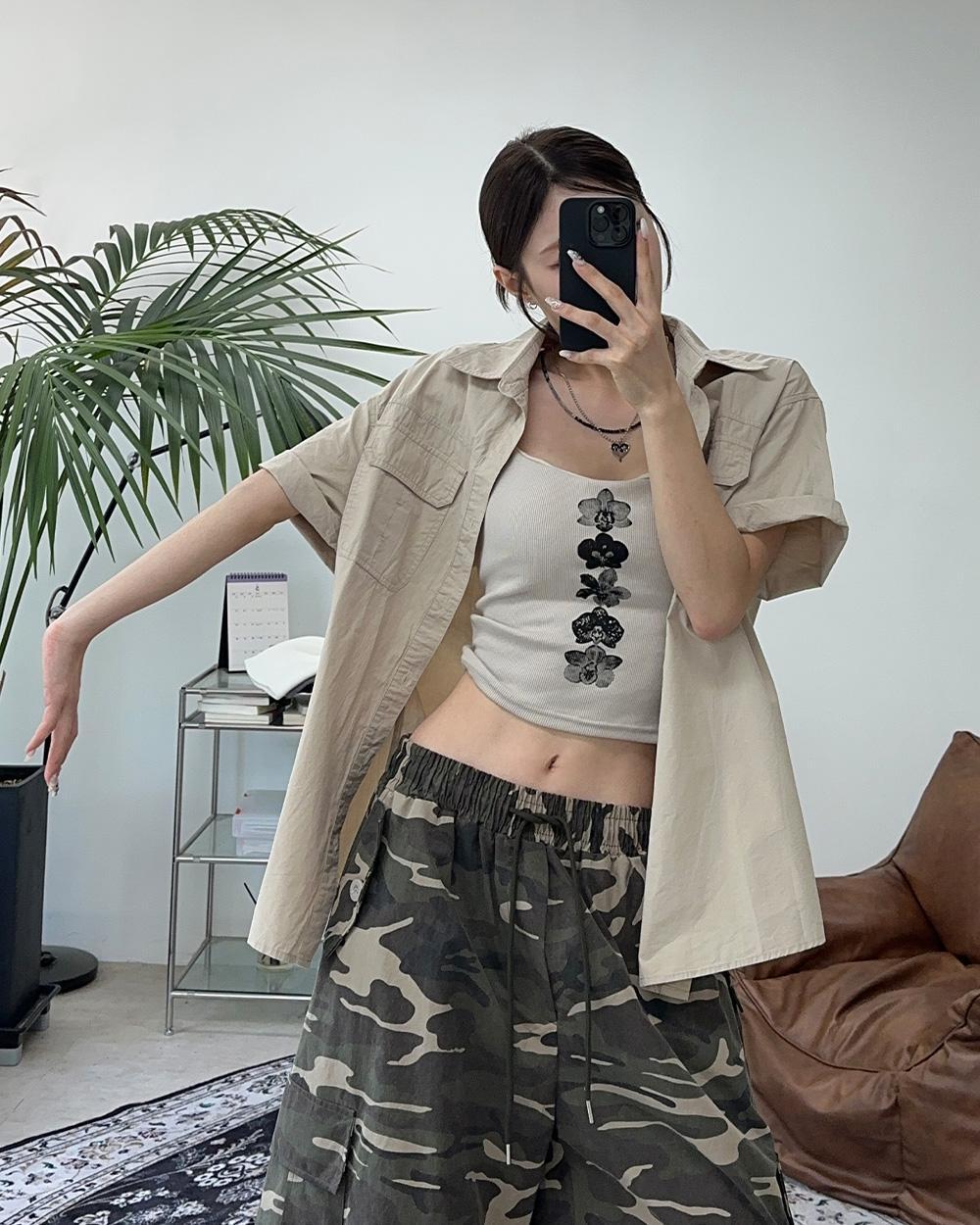 【SATIIIZ】Lokien Pocket Work Half Shirt Lokien Pocket Work Half Shirt - satiiiz
