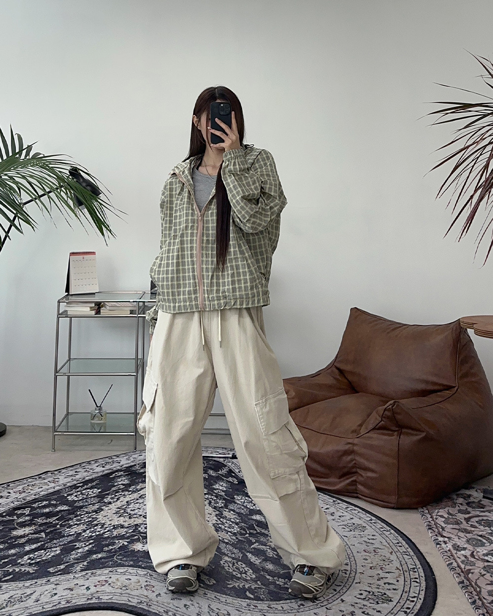 Davi Nylon Check Windbreaker - satiiiz