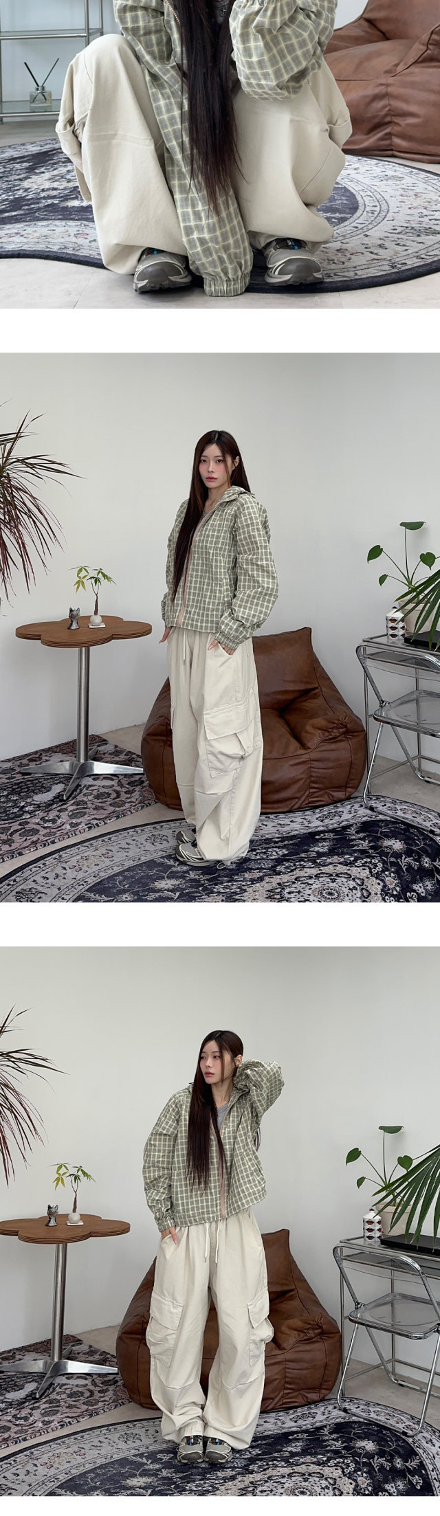 Davi Nylon Check Windbreaker - satiiiz