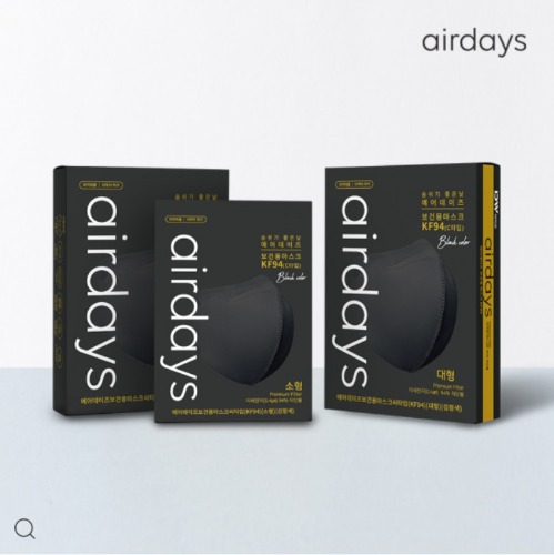 Airdays / KF94 / Black / L Size / 30pcs / Made in Korea