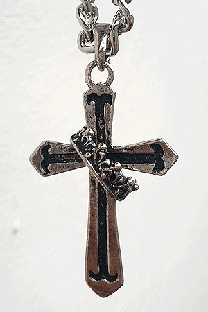 크로스 왕관링 체인 목걸이 cross crown ring chain necklace.