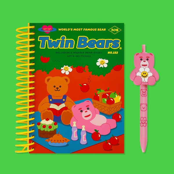 [벨리곰X위글위글] 노트&amp;펜 SET - Twin Bears