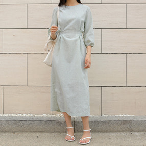 Withipun 3/4 Sleeve Round Neck Check Dress