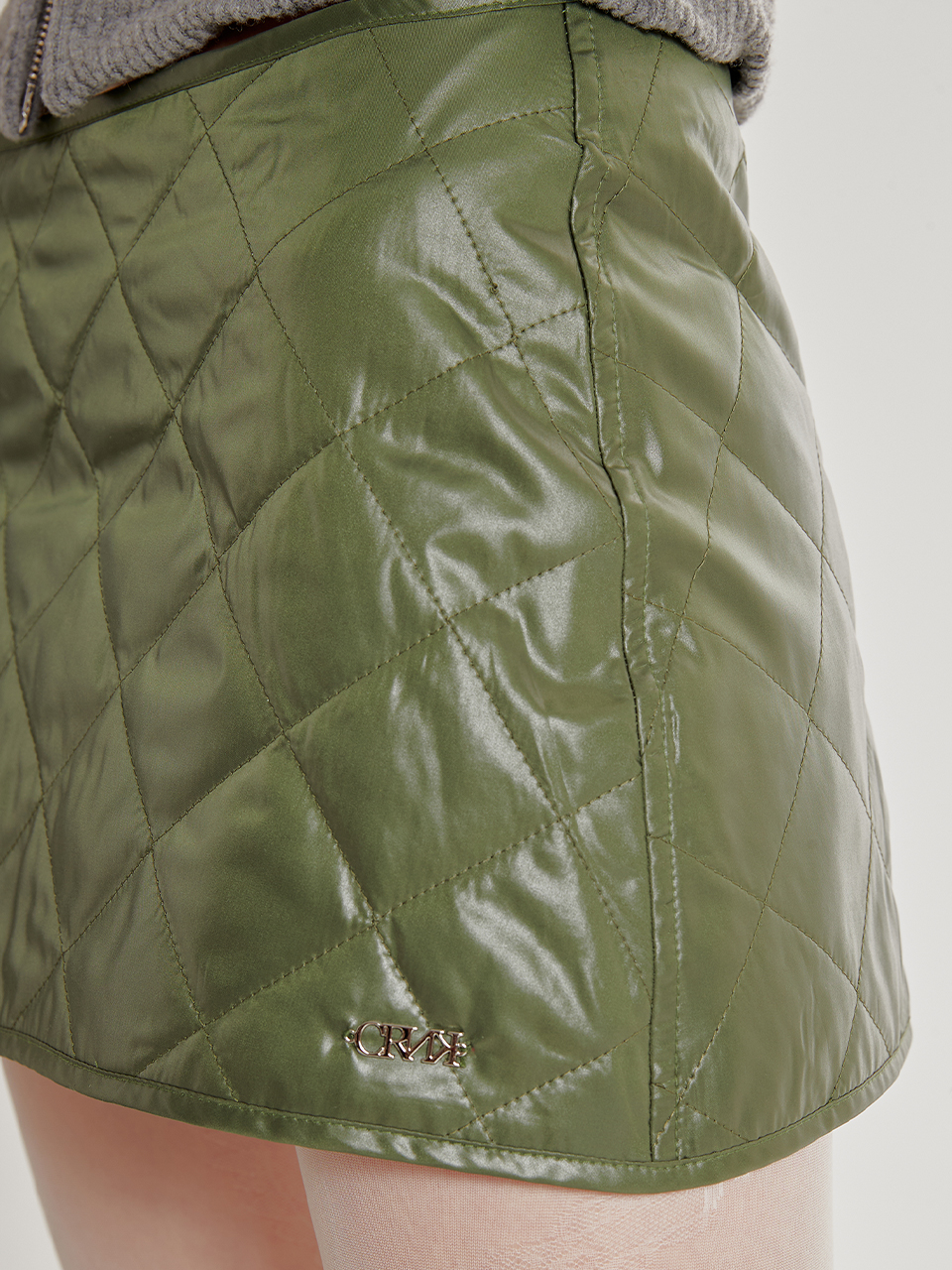 ★CRANK★PADDED WRAP SKIRT_KHAKI★正規品/韓国直送料込/人気 PADDED WRAP SKIRT_KHAKI - 크랭크 CRANK