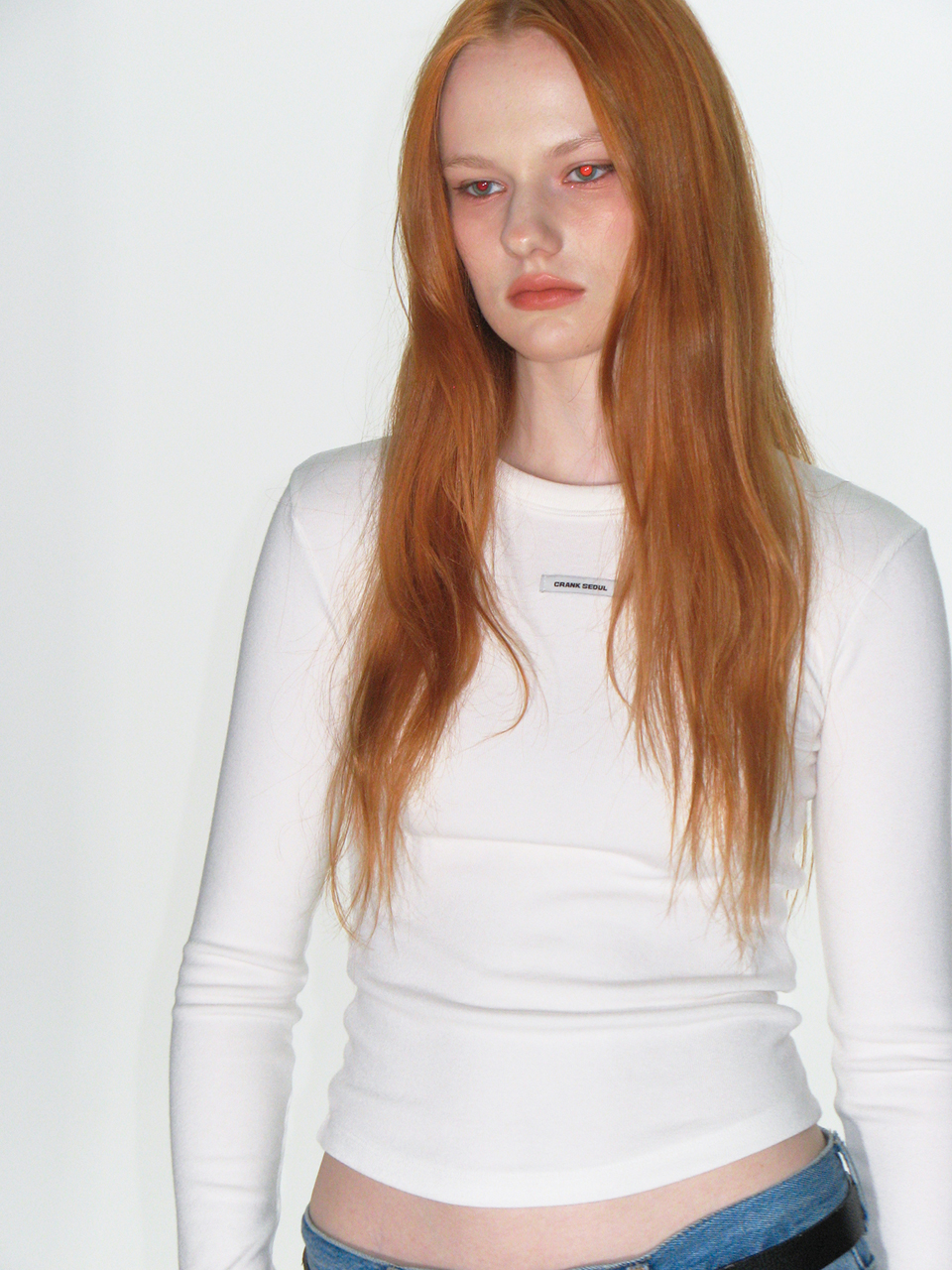 CREW NECK BASIC LONG SLEEVE TOP_WHITE - CRANK