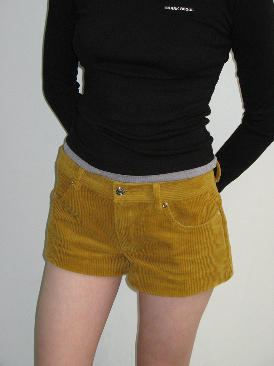 ★CRANK★CORDUROY MICRO SHORTS_MUSTARD★正規品/韓国直送料込 CORDUROY MICRO SHORTS_MUSTARD - 크랭크 CRANK