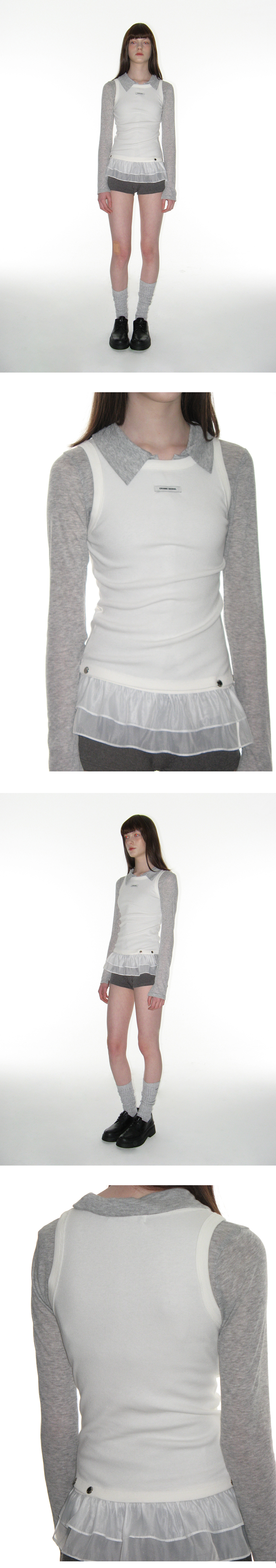 FRILL SNAP SLEEVELESS_WHITE - CRANK