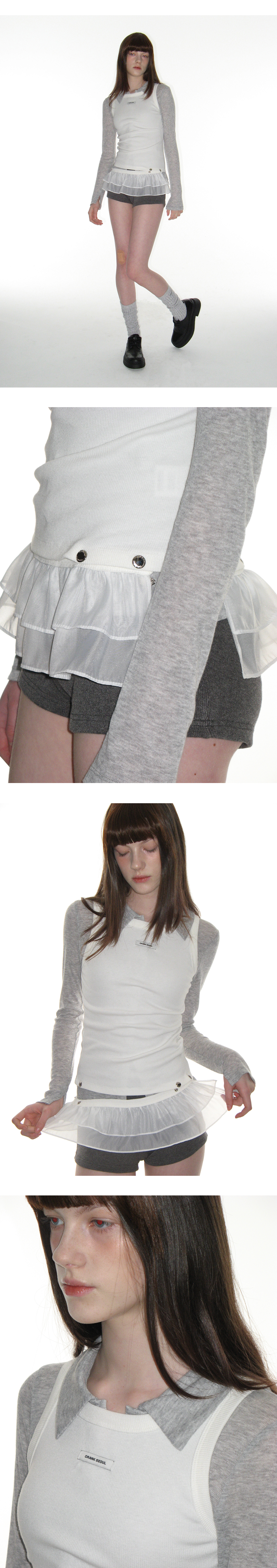 FRILL SNAP SLEEVELESS_WHITE - CRANK