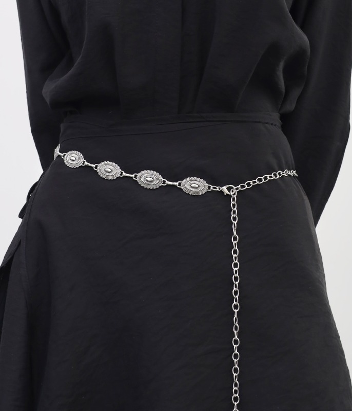 논코드 | ユニークなシルバーチェーンベルト