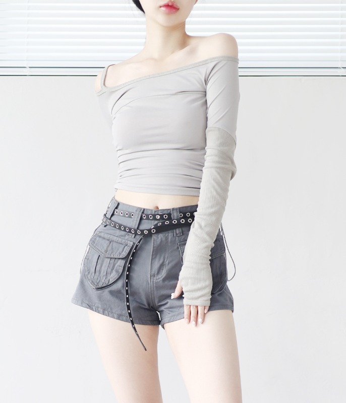 Ale Unbalanced Shirring T-Shirt - 논코드