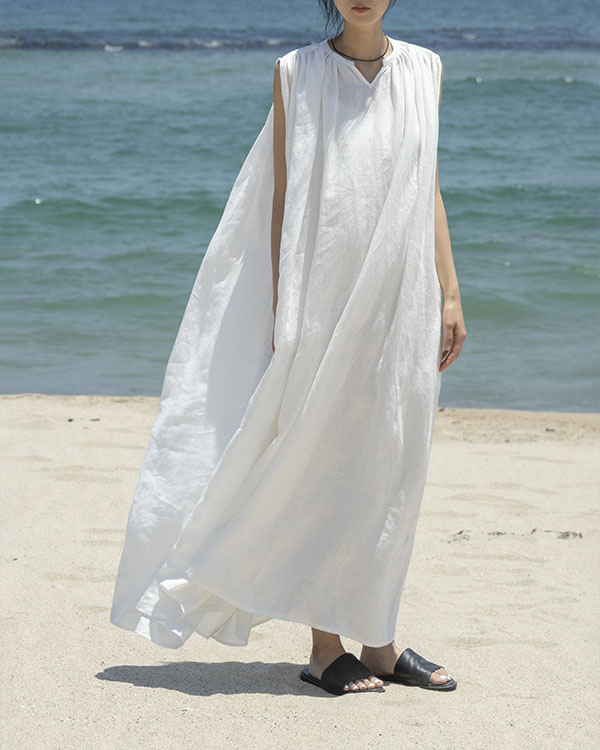 [nature] voluminous linen dress