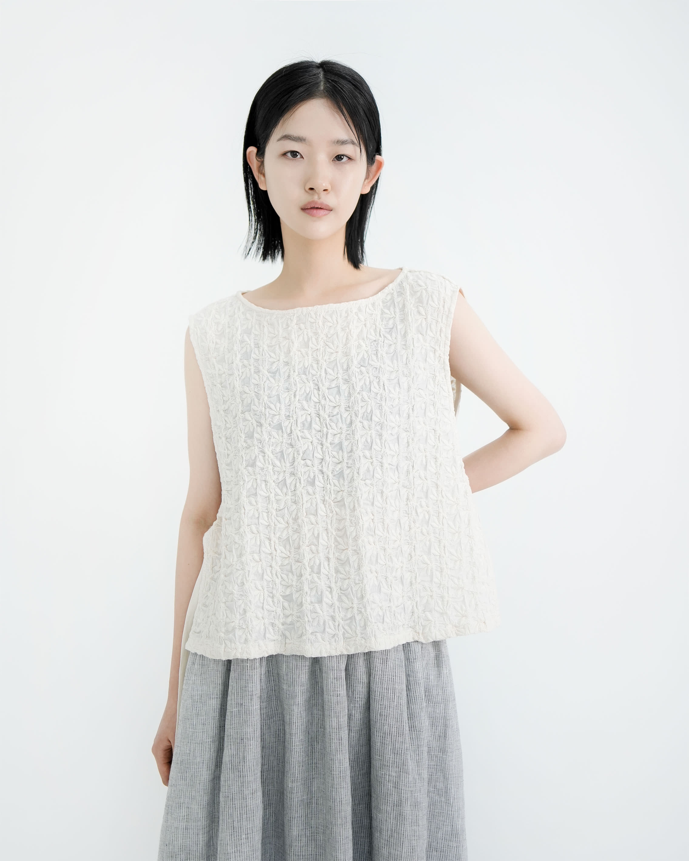 [nature] cotton weave vest