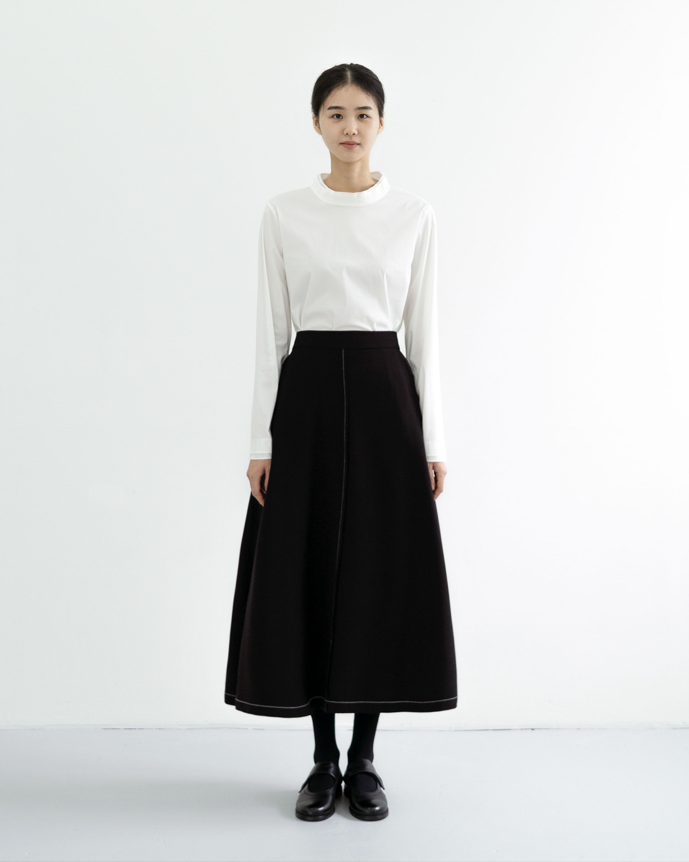 stitched wool skirt