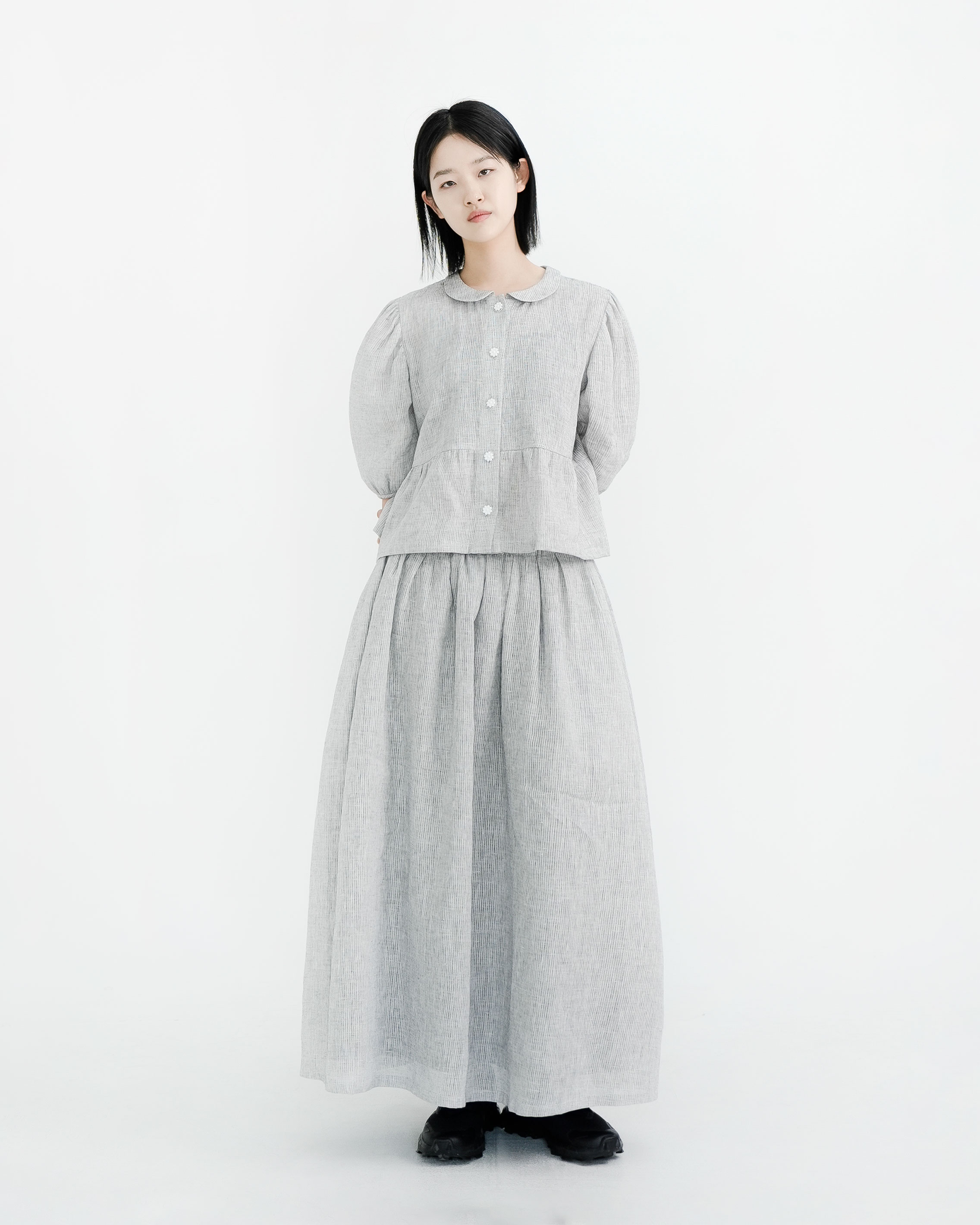 [nature] flowery shirring skirt (open, 단독 주문 시 선발송)