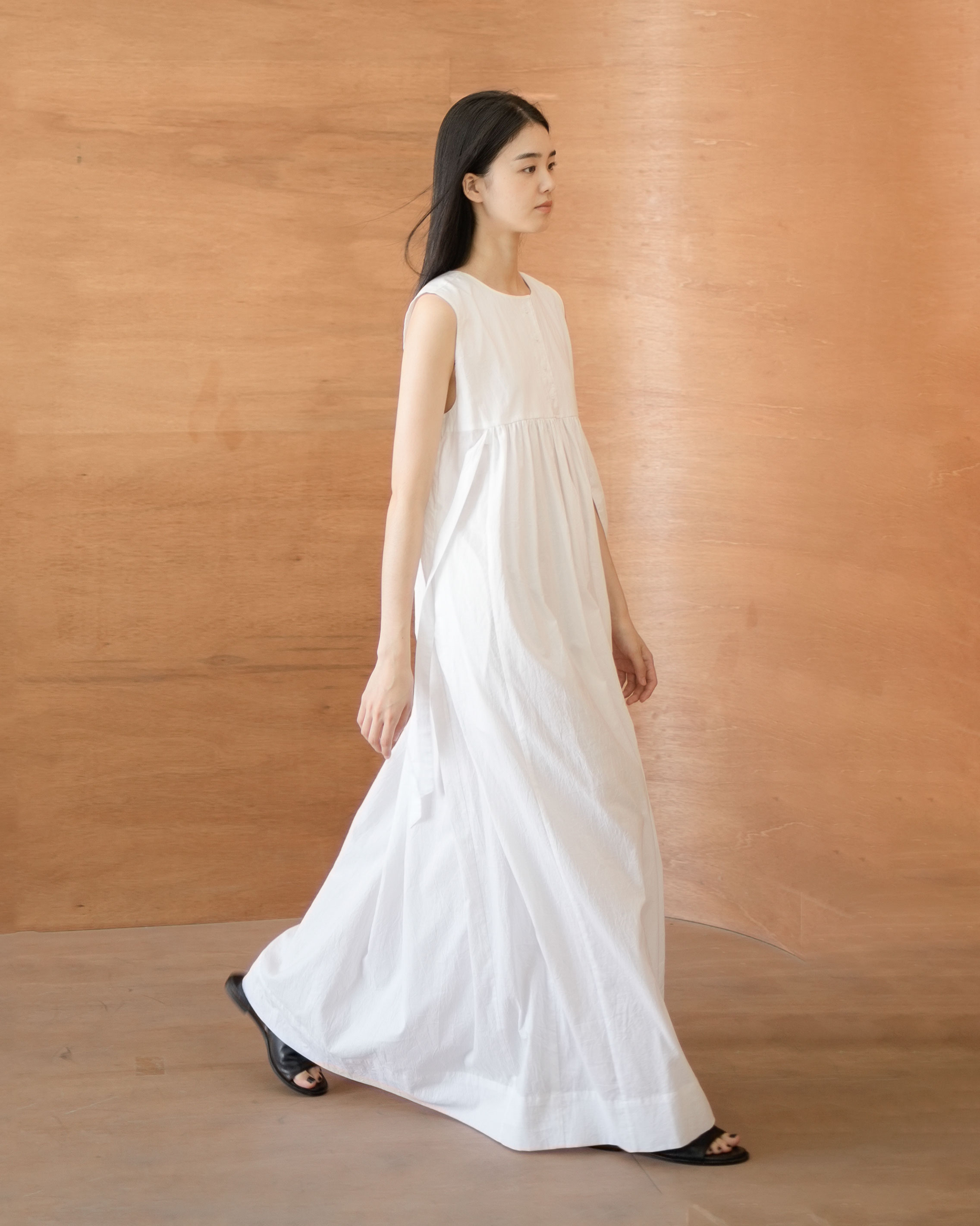 [nature] shirring maxi dress (white s size open, 단독 주문 시 선발송)