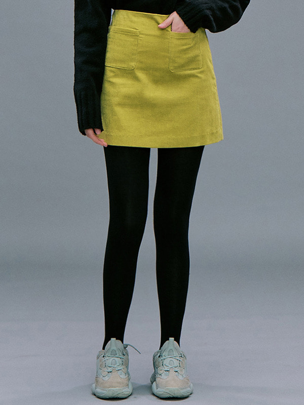 [김나영 착용] Corduroy A-line Mini Skirt_Lime