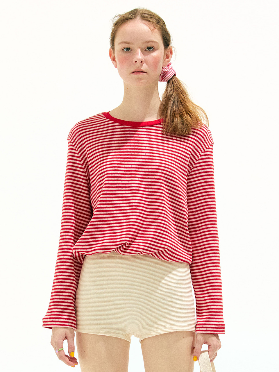 Stripe Blouson T Shirt_Red
