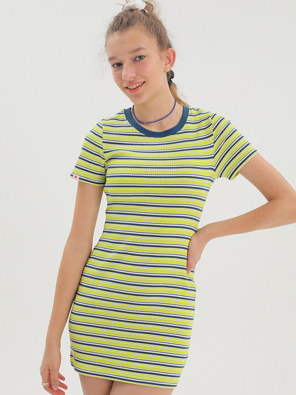 Stripe Dress_Greenish Yellow