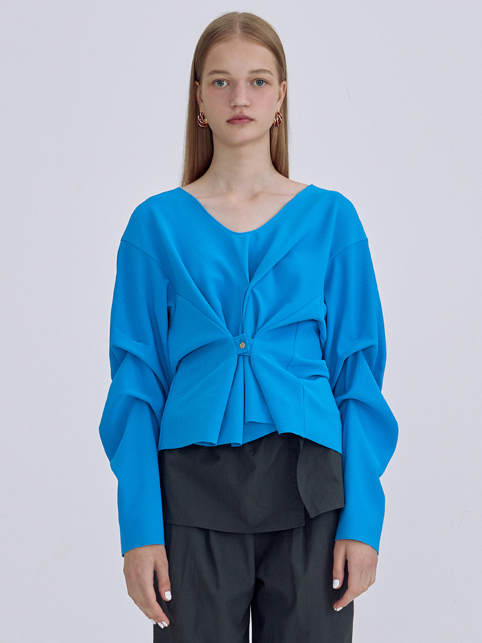 Shirring Backless Top_Blue