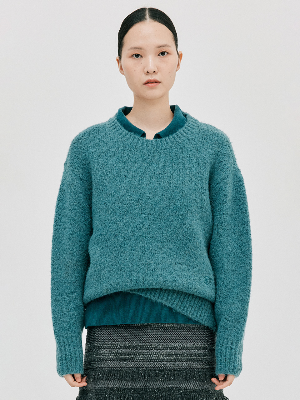 Wool Round Sweater_Turquoise Blue