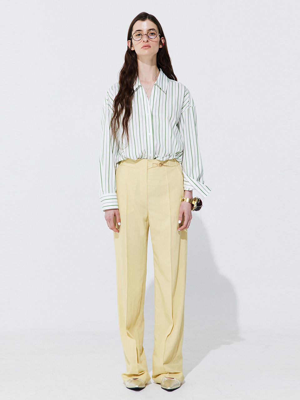 Belted Straight Trousers_Yellow