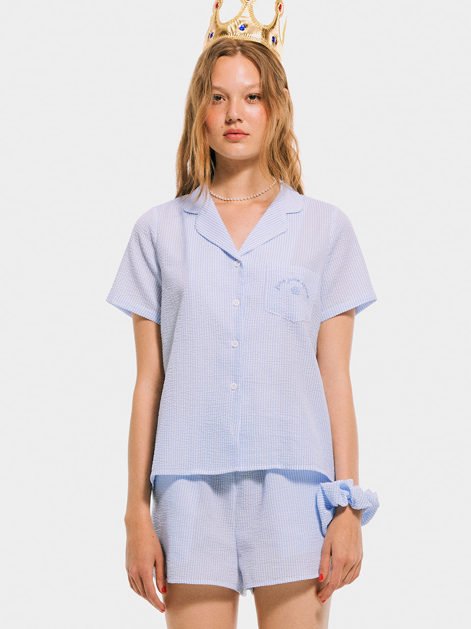 Stripe Pajama Shirt_Light Blue