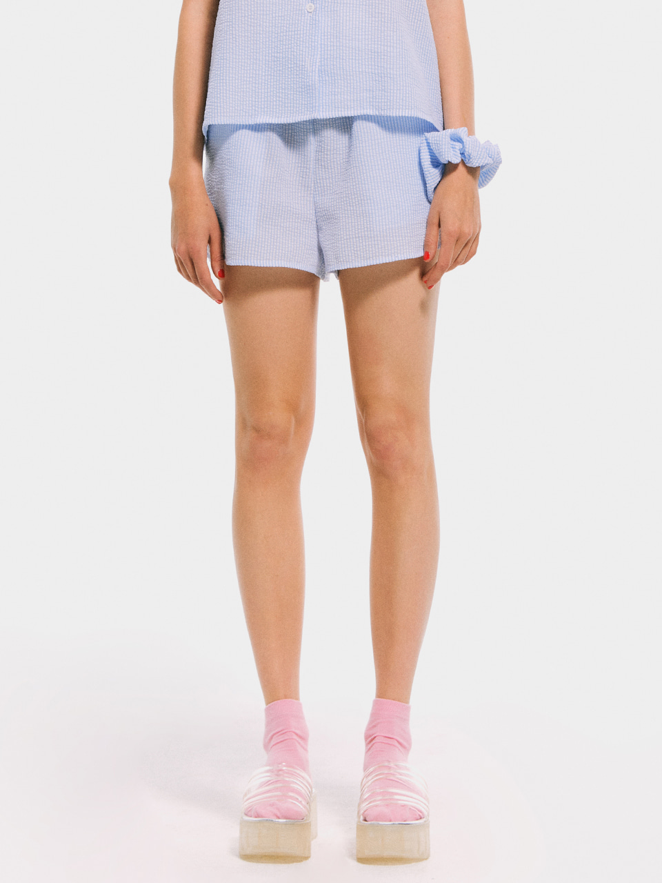 Stripe Pajama Shorts_Light Blue