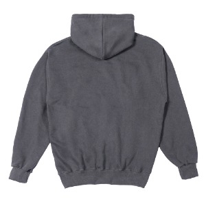 DAMAGED EMB PIGMENT HOODIE CHARCOAL