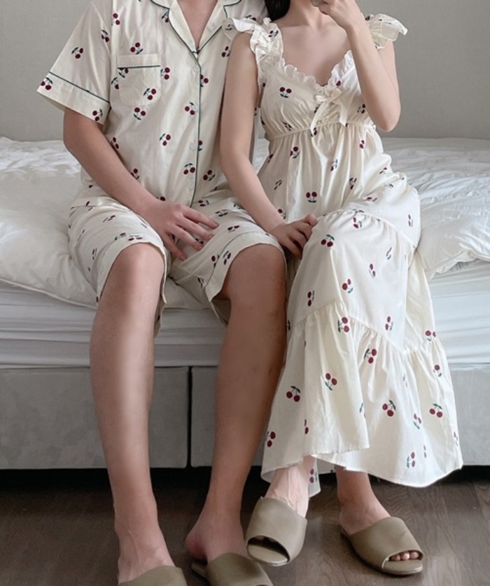 [커플] 체리도르 민소매 원피스잠옷