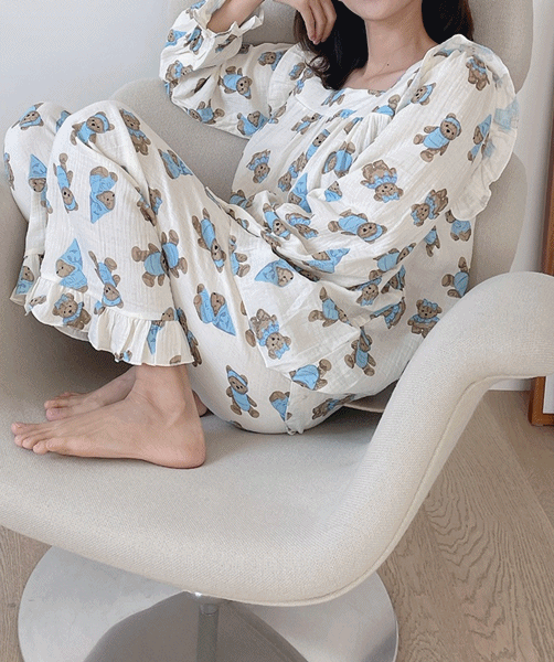 [여성] 루루베어 긴팔 잠옷세트 (프릴) &#039;입고지연