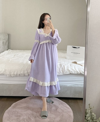 [여성] 바이올렛양털 원피스 수면잠옷