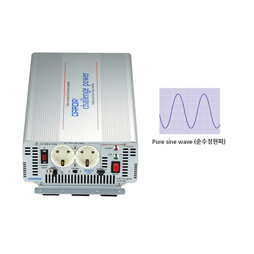 국산 순수정현파 인버터 태양광 인버터 싸인웨이브 인버터 (Pure Sine Wave) DK4815 DC 48V to AC 220V 최대 1500W {밧데리 직접 연결방식}