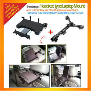 a short sturdy metal Headrest Mount for laptop and Netbook with universal holder