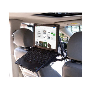 Two-way fixing type Laptop Mount fixed into 2 headrest poles of driver and passenger side with universal tray