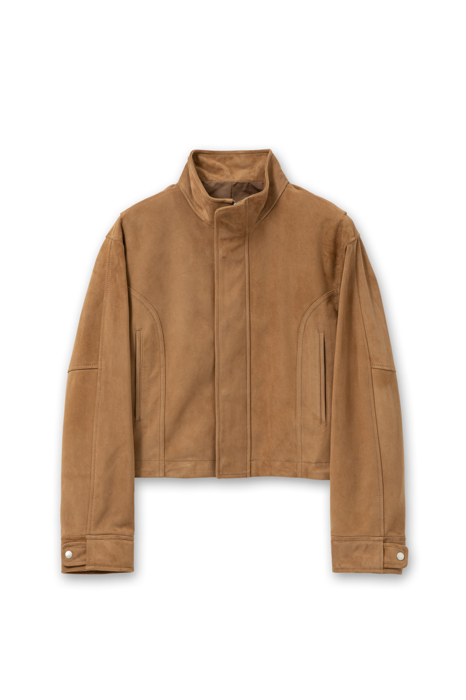 Camel High Neck Suede Jacket - WOOYOUNGMI