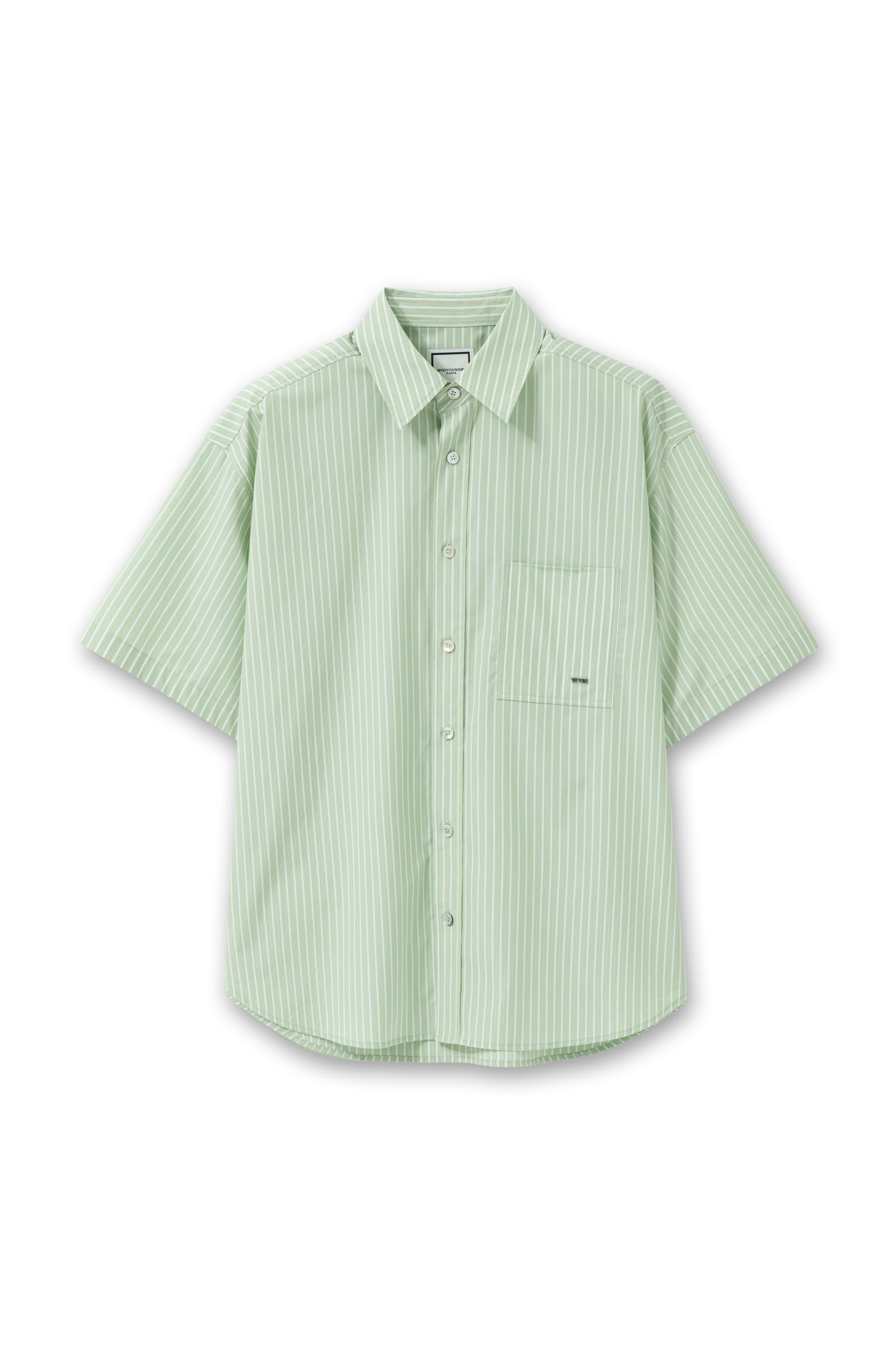 Green Stripe Short Sleeve Shirt - WOOYOUNGMI