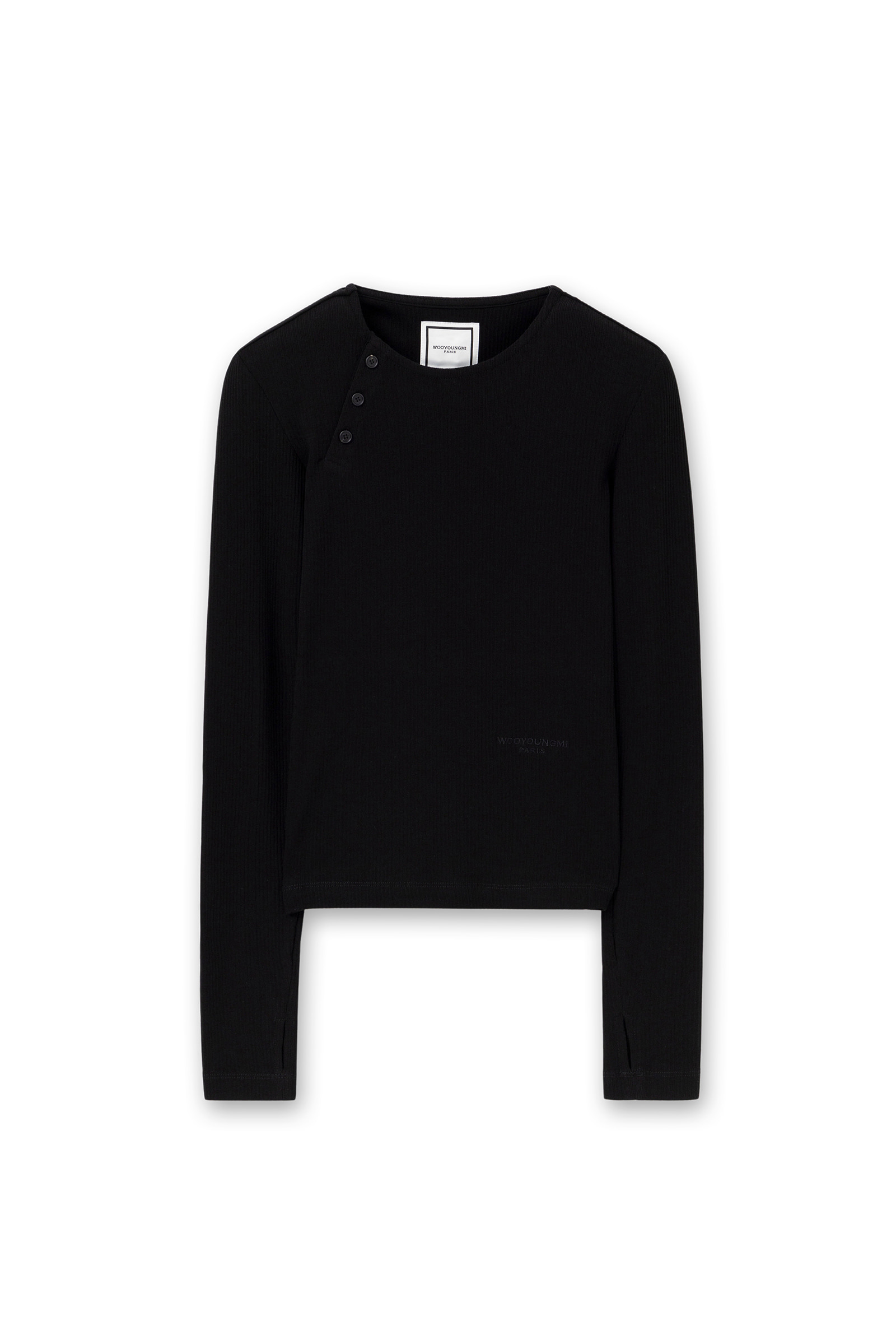 WOOYOUNGMI PARIS　LOGOロンTEE Black Logo Embroidered T-Shirt - WOOYOUNGMI