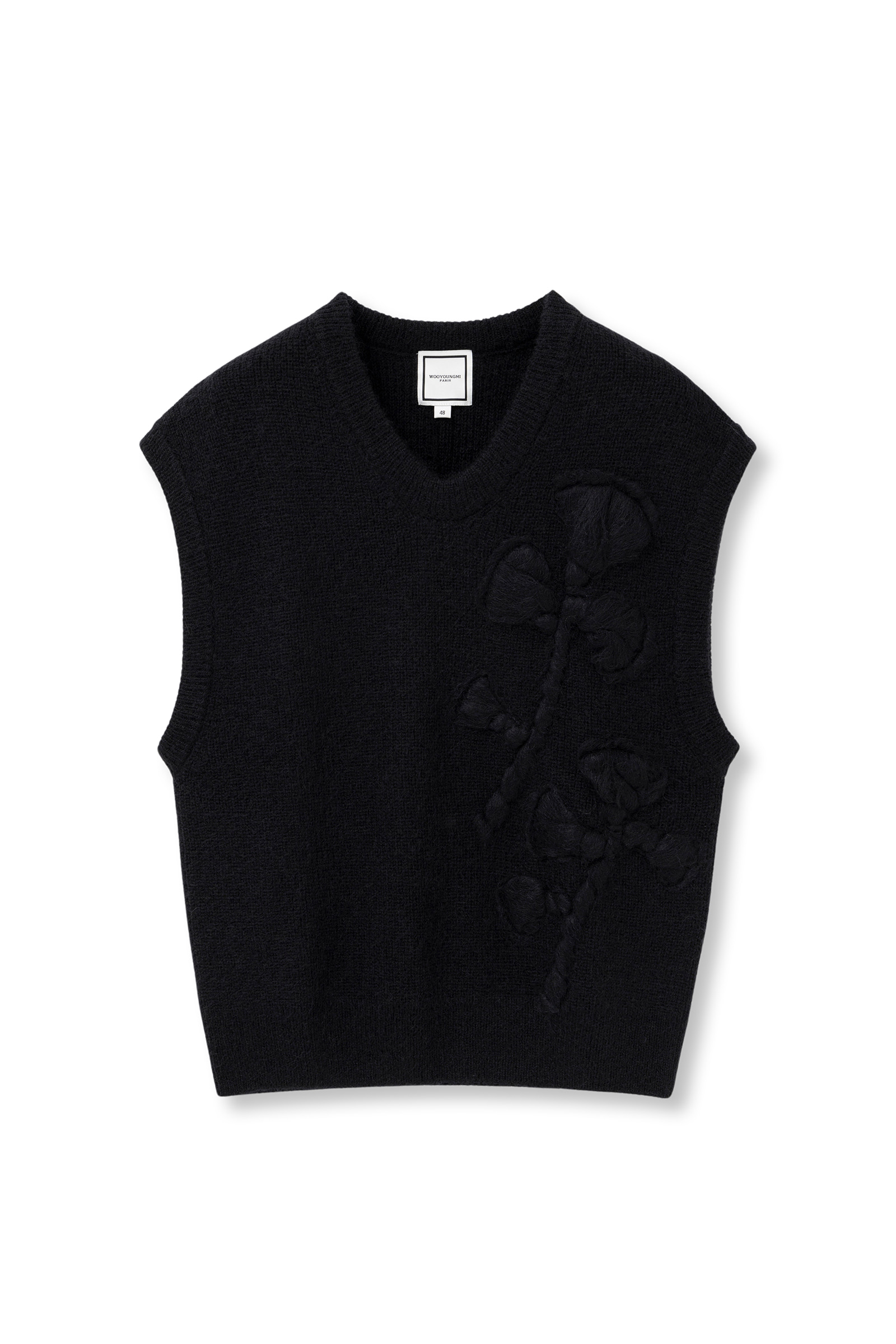 Black Flower Knit Vest - WOOYOUNGMI